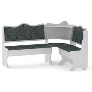 Rohová lavice DAKAR (Materiál potahu: tkanina - boston grey, Provedení: bílá)