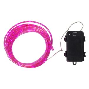 Růžový venkovní světelný LED řetěz Best Season Tuby, 50 světýlek