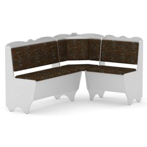 Rohová lavice RHODOS (Materiál potahu: tkanina - boston brown, Provedení: bílá)