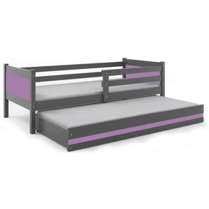 Dětská postel BALI 2 + matrace + rošt ZDARMA, 190x80, grafit, fialový