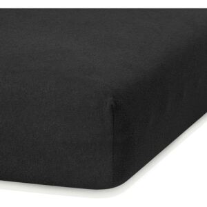 Černé elastické prostěradlo s vysokým podílem bavlny AmeliaHome Ruby, 200 x 80-90 cm