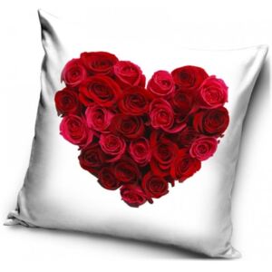 TipTrade (CZ) • Valentýnský povlak na polštář Srdce z růží - 40 x 40 cm