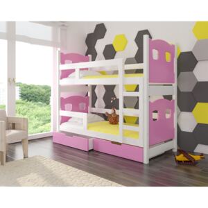 ADRK Dětská patrová postel MARABA Provedení: Růžová/bílá