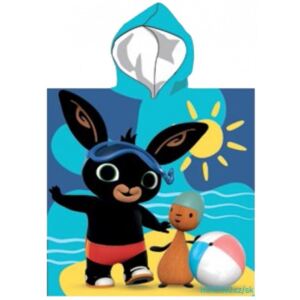 Setino • Dětské / chlapecké plážové pončo - osuška s kapucí Zajíček Bing - 100% bavlněné froté - modré, 55 x 110 cm