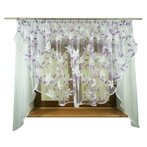 Hotová záclona Vanesa organzová fialovo bílé květiny 360x150cm