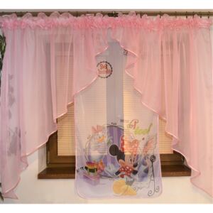 Voálová záclona Bela Minnie Daisy světle růžová dva úkosy 400x145cm