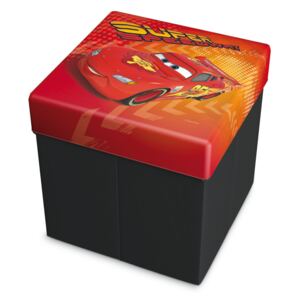 Dětský Sedací puf / box na hračky 2v1 Cars Mcqueen červený 32x32x32cm