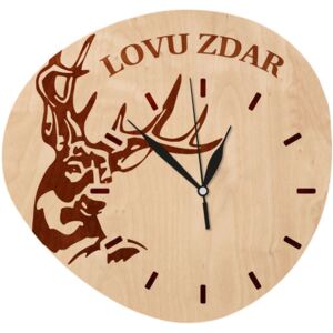 HOORAY Dřevěné nástěnné hodiny Lovu zdar