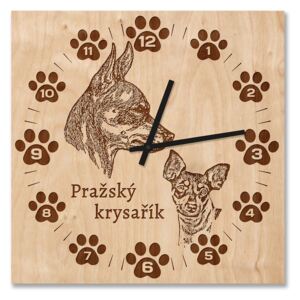 HOORAY Dřevěné nástěnné hodiny Pražský krysařík 30 cm