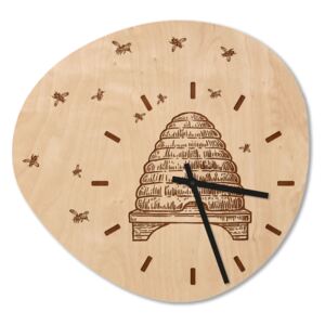 HOORAY Dřevěné nástěnné hodiny Včelař