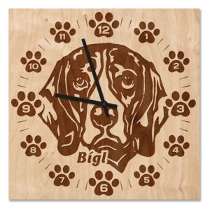 HOORAY Dřevěné nástěnné hodiny Beagle 30 cm