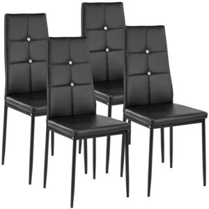 4 Jídelní židle, ozdobné kamínky černá