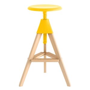 MAGIS - Barová židle TOM - The Wild Bunch - buková se žlutým šroubem a sedákem