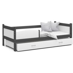 Dětská postel se šuplíkem TWISTER M - 190x80 cm - bílo-šedá