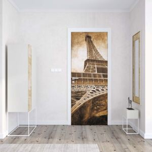 GLIX Fototapeta na dveře - Paris Eiffel Tower Sepia | 91x211 cm