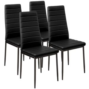 4 Jídelní židle, syntetická kůže černá