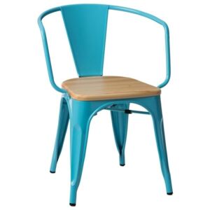 Jídelní židle Tolix 45 s područkami, modrá/borovice