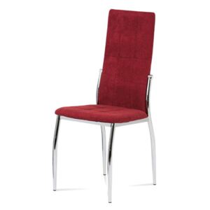 Autronic - Jídelní židle, červená látka, kov chrom - DCL-213 RED2