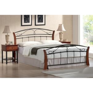 Manželská postel dvoulůžko ATLANTA, dřevo-kov, 160x200