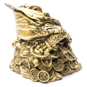 Třínohá žába - zlatá soška MAXI - feng shui