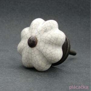 Keramická úchytka-Bílý květ crackle Barva kovu: zlatá