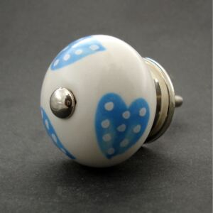 Keramická úchytka-Modrá srdíčka puntíkatá Barva kovu: zlatá