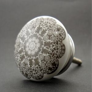 Keramická úchytka-Orient šedý-POTISK Barva kovu: zlatá