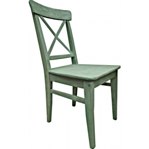 Jídelní židle v hráškové barvě s jemnou patinou