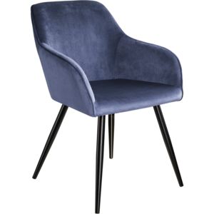 Tectake 403656 židle marilyn v sametovém vzhledu - černá/modrá