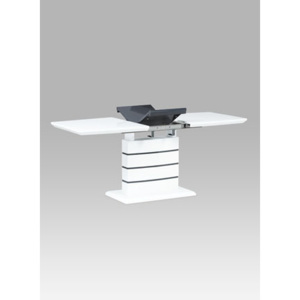 Autronic Jídelní stůl 140+40x80, vysoký lesk bílý/šedý HT-410 WT
