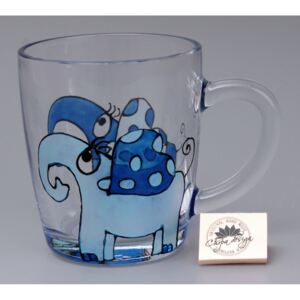 Skleněný hrnek - modrý slon