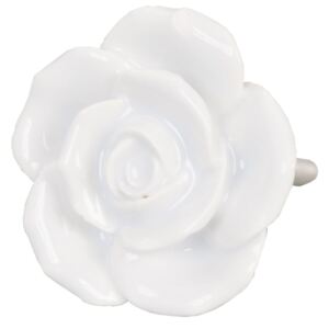 Keramická úchytka Růže bílá - pr 4,5 cm