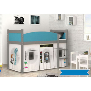 Dětská stanová postel SWING + matrace + rošt ZDARMA, 184x80, bílá/vzor LABORATORY/bílá