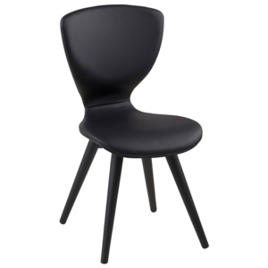Jídelní židle s čalouněním z ekokůže v černé barvě na černé dřevěné podnoži SET 2 ks DO134