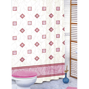 Bellatex Koupelnové závěsy růžové čtverce - 180x200 cm