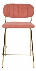 White Label Living Barová židle JOLIEN růžová/nohy zlaté 1500091