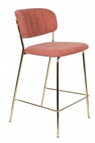 White Label Living Barová židle JOLIEN růžová/nohy zlaté 1500091