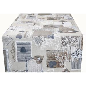 Běhoun na stůl patchwork šedohnedé srdíčka Made in Italy Béžová 50 x 150 cm
