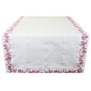 Běhoun na stůl růžové květy 45 x 150 cm Růžová 45 x 150 cm