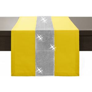 Běhoun na stůl Glamour se zirkony pastelově žlutý Žlutá 40 x 200 cm