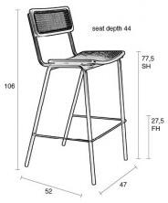 Zuiver Barová židle JORT ZUIVER 106 cm, zelená ratanová 1500107