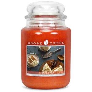 Goose Creek - vonná svíčka Carrot Cake (Mrkvový dort) 680g (Vůně čerstvě upečeného mrkvového dortu, zlatavého cukrového korpusu, skořice a vanilky vytváří útulnou atmosféru. Tóny citrusů odlehčí výrazné vůni. Čerstvá smetana s muškátovým oříškem mu dodá l