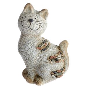 Zahradní dekorace Kočka s kamínky, 18 x 28,5 x 13 cm