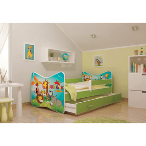 Pohádková dětská postel TOMÁŠ se zásuvkou + matrace + rošt ZDARMA, 160x80, zelená/VZOR 30