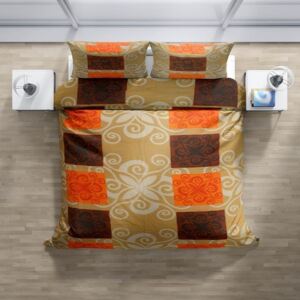 Flanelové povlečení oranžový čtverec (100% bavlna, rozměr 70x90,140x200 cm)