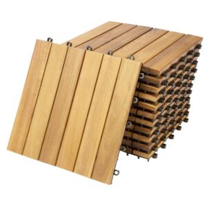 Dřevěná dlaždice 30 x 30 cm 11 ks | masivní akáciové dřevo