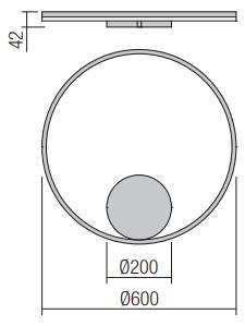 Redo 01-1945-TRIAC Orbit indirect, nástěnné/stropní kruhové svítidlo, 42W LED 3000K stmívatelné TRIAC, černá, prům. 60cm
