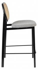 Zuiver Barová židle SPIKE ZUIVER, šedá látková s ratanovým opěradlem 1501718