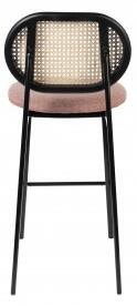 Zuiver Barová židle SPIKE ZUIVER, růžová látková s ratanovým opěradlem 1501717