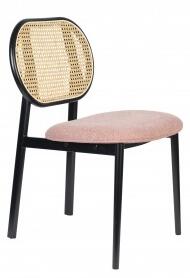Zuiver Jídelní židle čalouněná SPIKE ZUIVER, růžová s ratanovým opěradlem 1100470